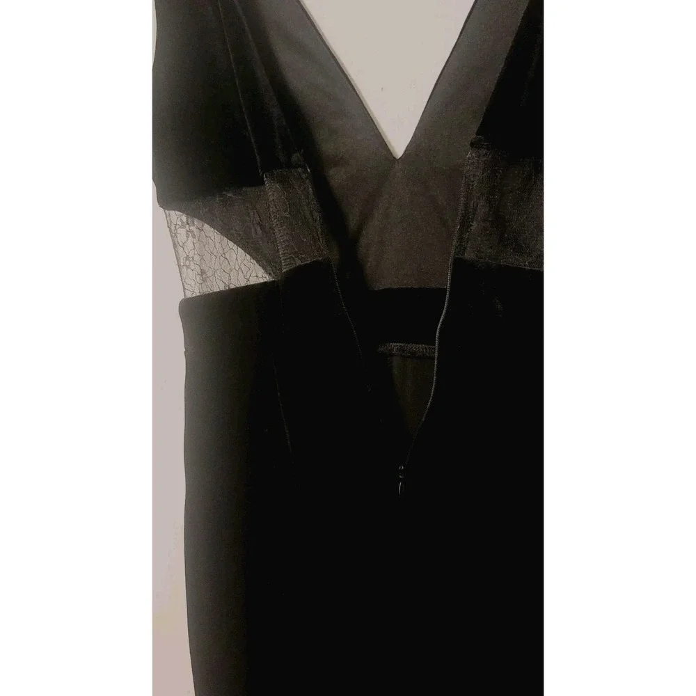 Lulus‎ Black Velvet Jumpsuit Sz S V Neck Lace Cutouts One Piece Holiday Party